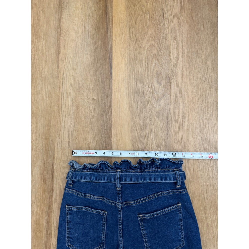 Boho Handmade Floral Flare Jeans Paperbag Waist Tie Bell Bottom hippie indie - Picture 7 of 9
